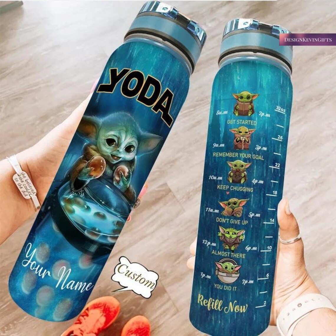 Baby Yoda Water Tracker Bottle, Cute Baby Yoda Water Bottle, Star Wars