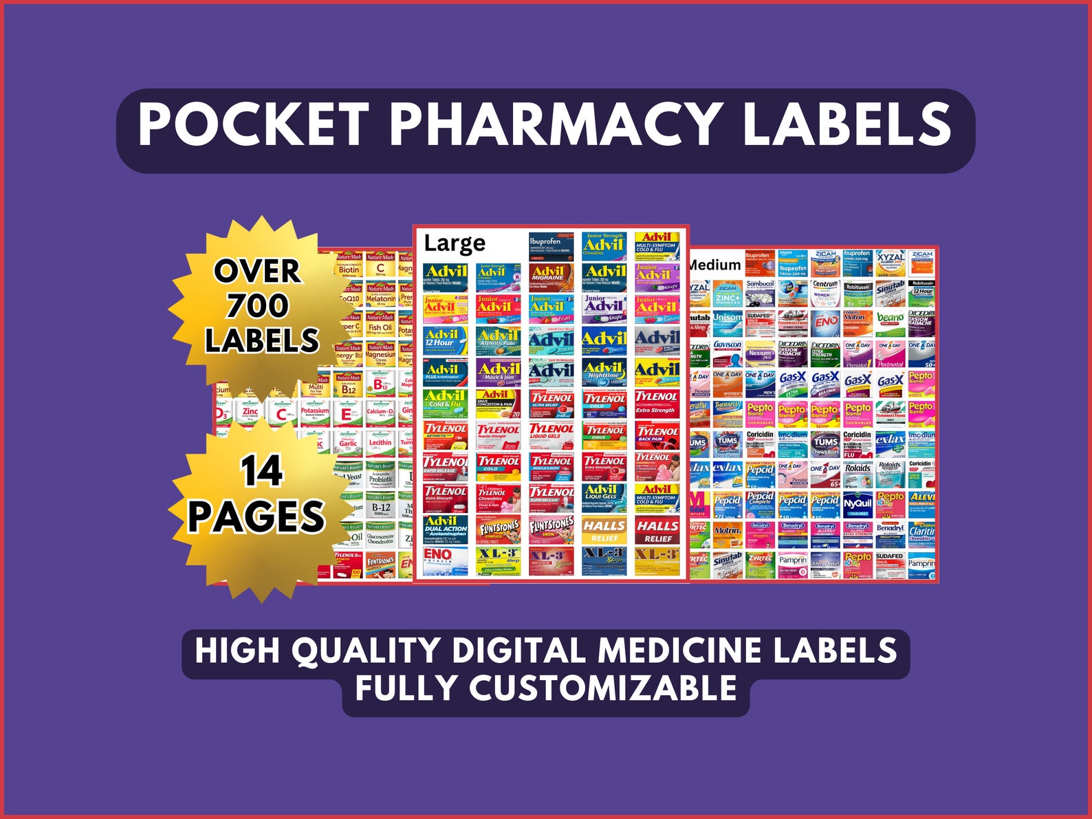 Pocket Pharmacy Printable Labels, Over 700 Labels, Travel Pill Case