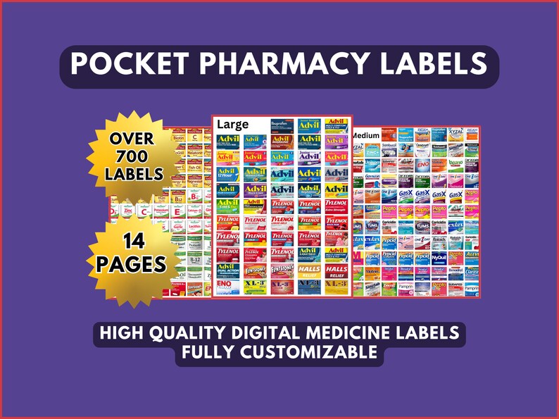 Pocket Pharmacy Printable Labels, Over 700 Labels, Travel Pill Case ...