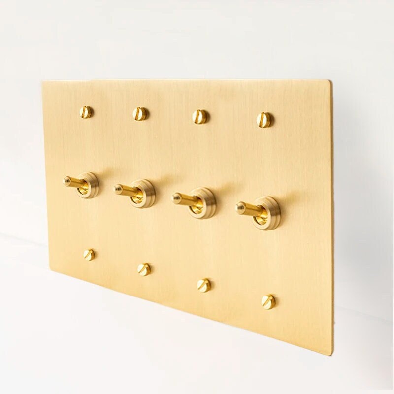 Toggle Light Switch, Gold Brass Handcrafted Wall Plate -  Canada