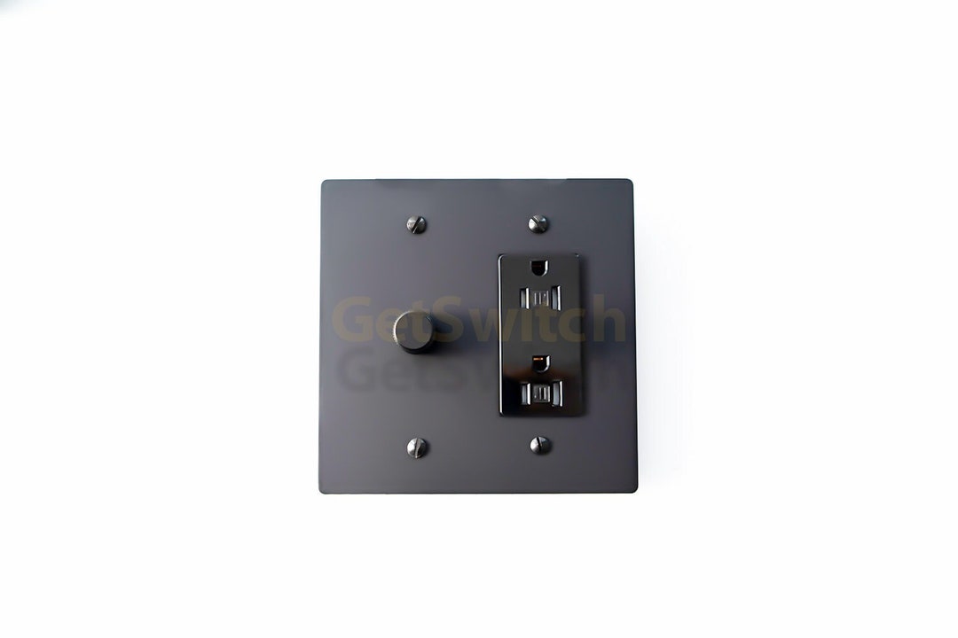 Power Outlet & Dimmer Switch in Matte Black Brass Plate Etsy
