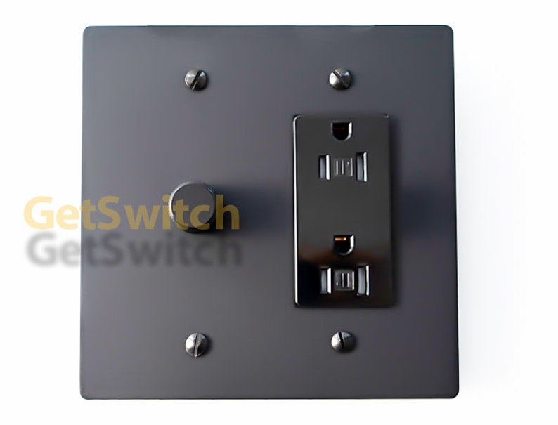 Power Outlet & Dimmer Switch in Matte Black Brass Plate Etsy