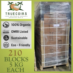 1 Pallet of Premium Coco Coir Blocks Bulk Order (11LB/5KG Each) - Ideal Organic Growing Media & Soil Amendment, Low pH, Triple Washed