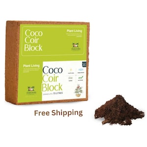 100% Natural and Organic Coco Coir /Pith Compressed Blocks  - High Expansion (70 to 75 Liters) Coco Soil Medium - OMRI Listed -10 LB