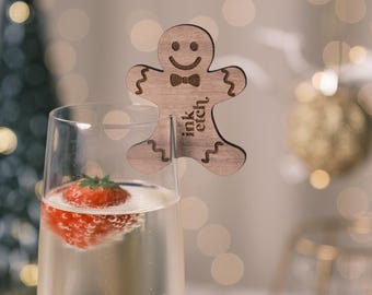 Christmas Hotel Bar Glass Marker Gingerbread Men Cocktail Garnish Corporate Event Office Party Branded Restaurant Supplies Festive Cocktails