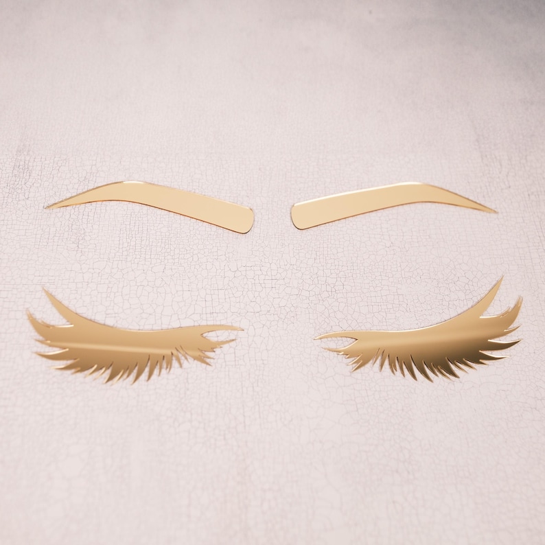 gold acrylic lash technician beauty studio decor