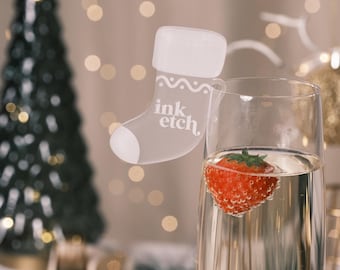 Christmas Work Party Drink Toppers Christmas Stocking Drink Stirrers Alternative Office Party Christmas Dinner Champagne Wine Glass Charms