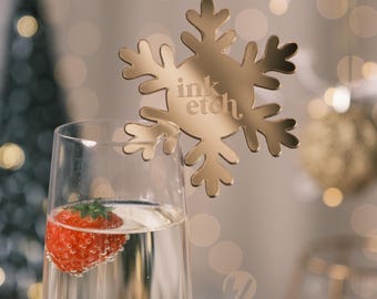 Christmas Snowflake Drink Toppers Place Card Glass Marker Corporate Event Branded Merchandise Christmas Bar Festive Table Decor Company Logo