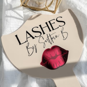 Personalised Branded Handheld Mirror Lashes and Brows By Face Paddle, Social Media Aesthetics Props Salon Décor Beauty Technician Mirror