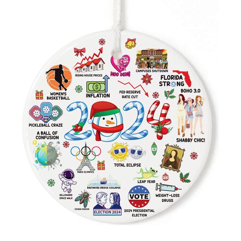 Funny Year in Review, Commemorative Year 2024 Ornament, Major Notable