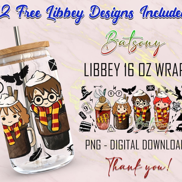 Wizard 16 Oz Libbey Glass Can Wrap Png Sublimation Digital Instant Download, Movies Libbey Png, Glass Cup, Coffee Cup, Glass Jar