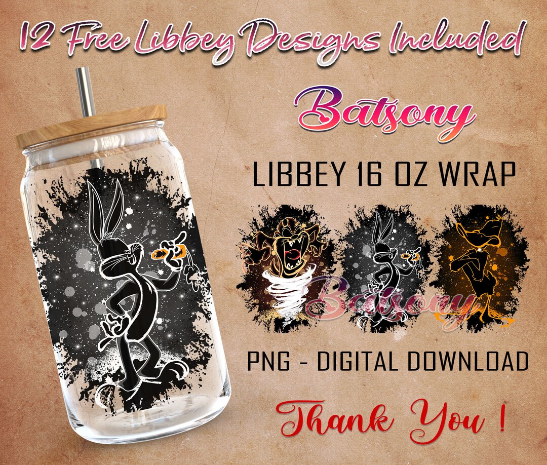 Cartoon 16 Oz Libbey Glass Can Wrap Png Sublimation, Cartoon Libbey Png ...