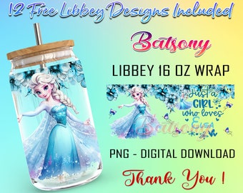 Just a Girl Who Loves 16 Oz Libbey Glass Can Wrap Png Sublimation, Cartoon Libbey Png, Mother's Day PNG, Digital Instant Download