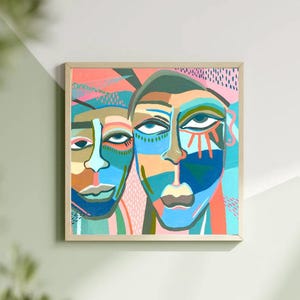 Abstract Acrylic Painting of Faces