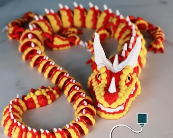 Dancing Dragon Flexi : figurine articulée fidget. Fichier STL (téléchargement numérique)