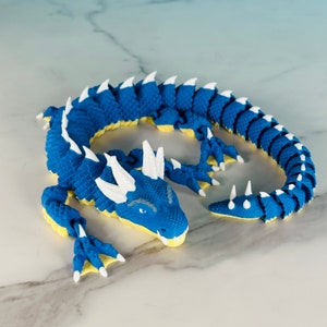 Horned Dragon Digital .STL File for 3dPrinting, Flexi Dragon, Articulated Fidget Figure, Print-In-Place, Cute Flexi