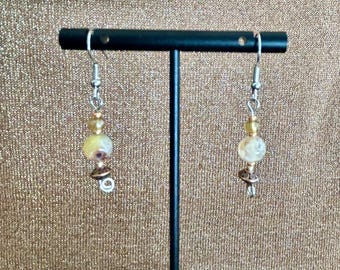 1" Dangle Earring With Mixed Beads Glass Metal Gemstone Pale Orange and Copper Elegant Jewelry Elegant Style Earrings Handmade Earrings