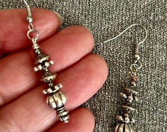 1.5" Silver Earring Glass Beads in Silver Tones Handcrafted Earrings Designed to Pair with Handmade Beaded Necklaces Handmade with Love
