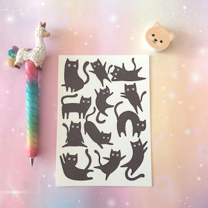 Postkarte glubschige schwarze Katzen niedliche witzige Katzenpostkarte Geschenkidee für Katzenhalter schwarze Katze mit großen Augen