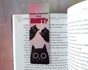 Funny bookmark cat crying over fictional characters gift idea for crybaby and book
