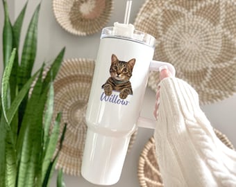 Personalized Dog Photo Tumbler: Custom Pet Portrait 40oz Travel Mug, Tumbler 40oz Personalized