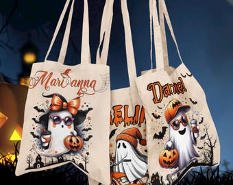Personalized Halloween Tote Bag: Kids Trick-or-Treat Cotton Canvas