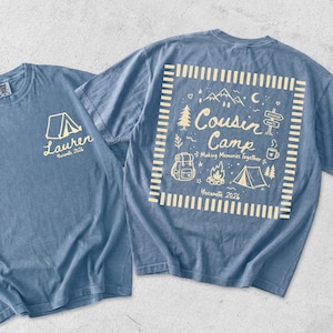 Custom Cousin Camp Shirts, Matching Cousin Crew T-Shirts, Personalized Family Camping Tee, Grandma Camp Vacation Shirt Kids Adults image 8
