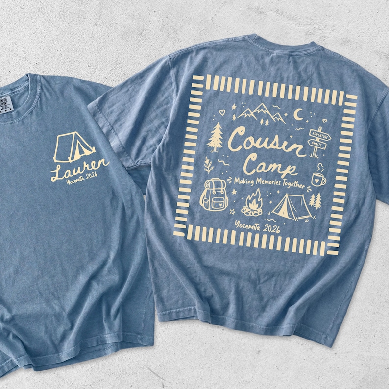Custom Cousin Camp Shirts, Matching Cousin Crew T-Shirts, Personalized Family Camping Tee, Grandma Camp Vacation Shirt Kids Adults image 8