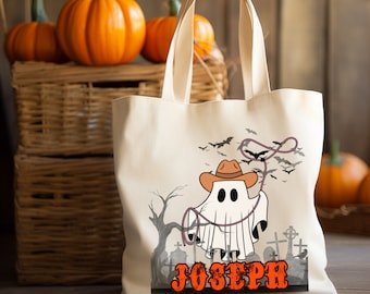 Personalized Halloween Tote Bag, Customized Halloween Name Bag, Halloween Treat Bags for Kids, Kids Halloween Bag, Trick or Treat Bag,