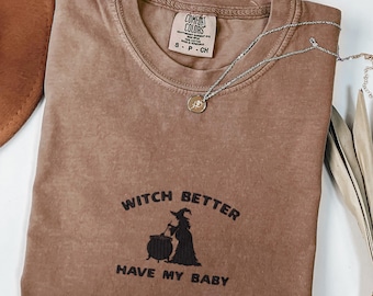 Embroidered Witchy Ghost Pregnancy Sweatshirt: Halloween Maternity Shirt