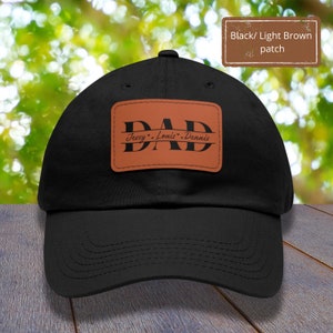 Custom Dad Hat, Dad Cap Personalized, Custom Kids Names, Fathers Day Gift, Dad Hat with Leather Patch, Custom Hat, Dad Gift From Kids