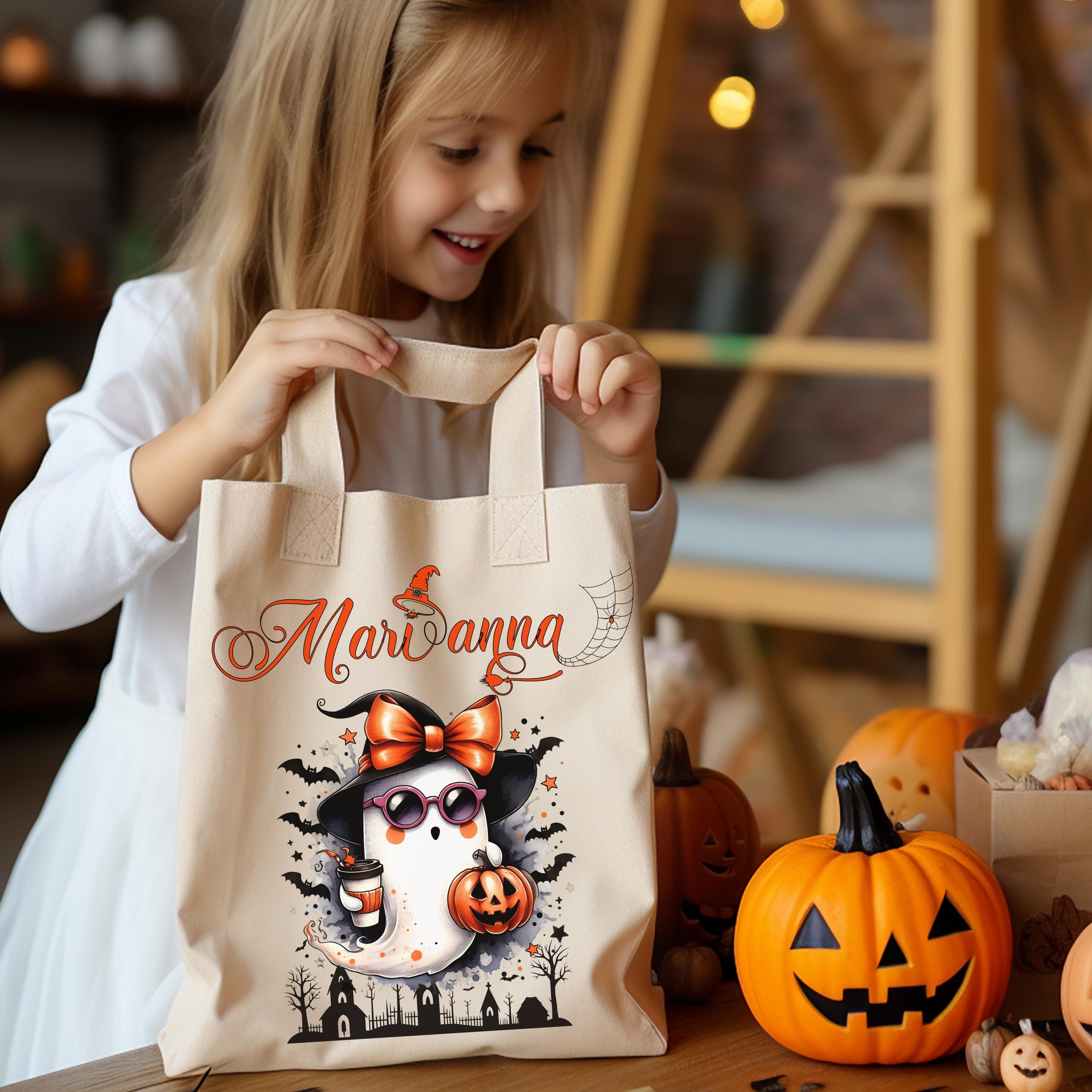 Nuhany Halloween Tote Bag – Cute Canvas Shoulder Bag With Spooky Patterns, 13.8x16.5 Inches - View #8