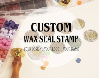 Custom wedding wax seal kit - Logo wax stamp custom-Custom logo wax seal stamp kit for wedding- Wax sealing stamp