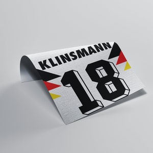 Klinsmann Germany Retro Jersey Poster Print DIGITAL Football Shirt ...