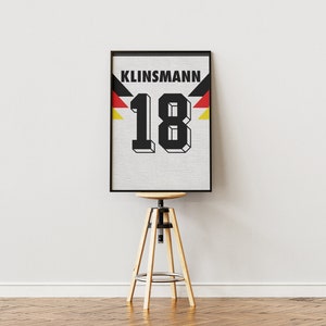 Klinsmann Germany Retro Jersey Poster Print DIGITAL Football Shirt ...
