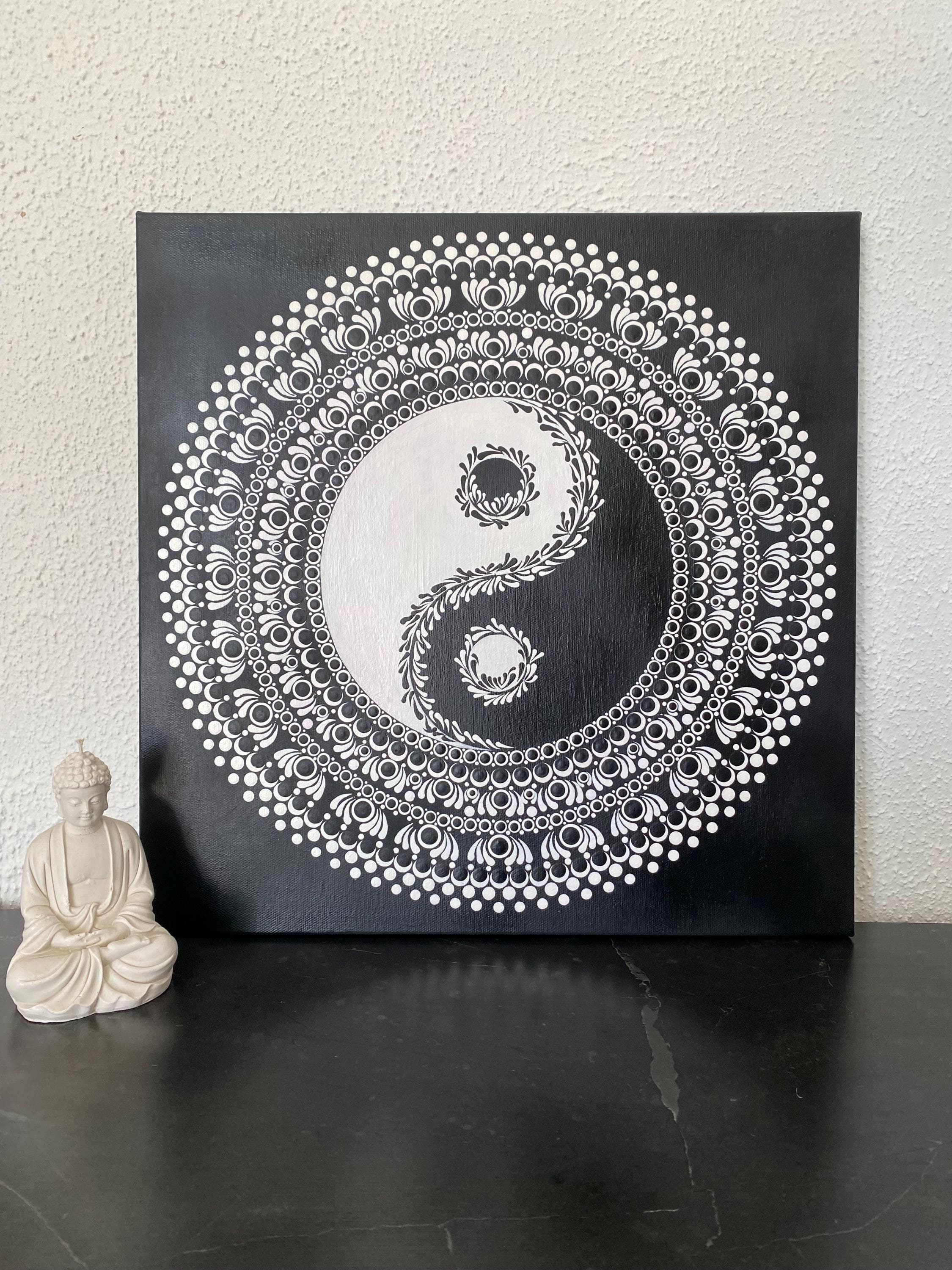 くらなかMontmartre New York Yin＆Yang Yin Yang Mandala Dot Art: Sacred Geometry Canvas, Yoga Decor - Etsy