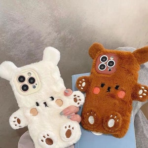 Funny and cute bear Plush Phone Case,Phone Case For iPhone 14 Plus 13 Pro Max 12 ,Pet Phone Case,Pet lovers,Fluffy Plush,Personalized Gifts