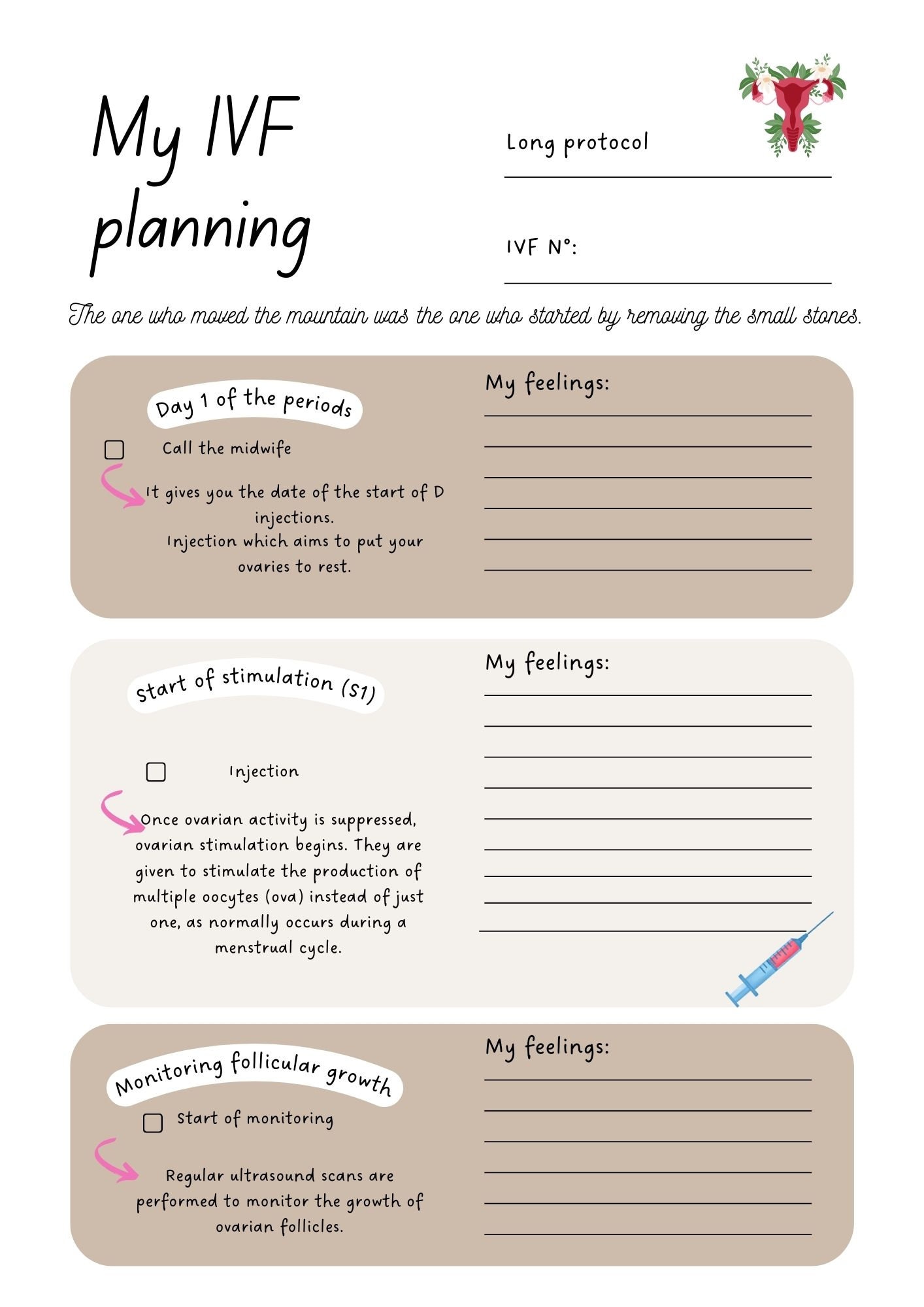 IVF Digital Planning, PDF, IVF Planning, Printable, Pregnancy Protocol ...