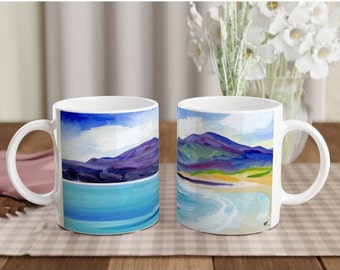 Morning Killoran Bay, Isle of Colonsay - Scottish landscape. Oil painting printed on a ceramic mug by Terry Kirkwood