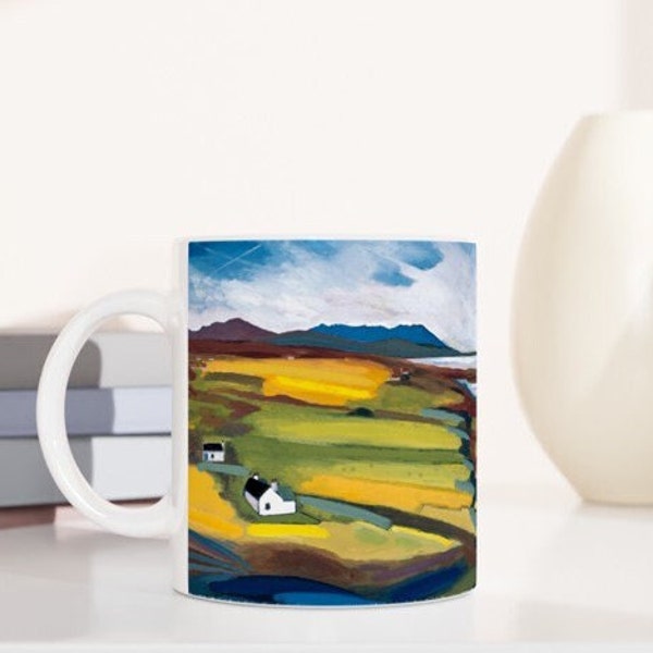 Tarskavaig & Cuillins, Isle of Skye, Scottish landscape. Oil painting printed on a ceramic mug by Terry Kirkwood