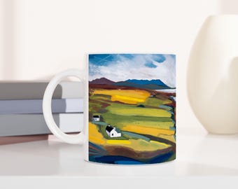 Tarskavaig & Cuillins, Isle of Skye, Scottish landscape. Oil painting printed on a ceramic mug by Terry Kirkwood