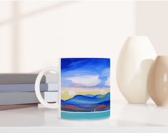 An Teallach, Gruinard Bay Mountains & Sky- Scottish landscape. Oil painting printed on a ceramic mug by Terry Kirkwood