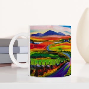 Jura from Islay, Scottish landscape. Oil painting printed on a ceramic mug by Terry Kirkwood