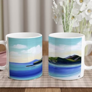 Colonsay towards Mull - Scottish landscape. Oil painting printed on a ceramic mug by Terry Kirkwood