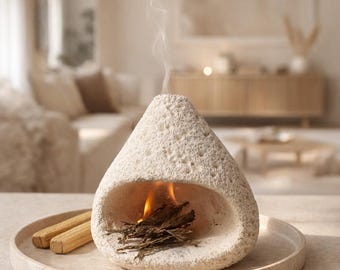 Ceramic Volcano Incense Holder, Lava Stone Style Smudge Burner, Minimalist Palo Santo Stand, Zen Meditation Decor, Earthy Housewarming Gift
