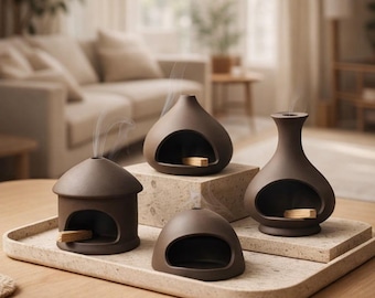 Ceramic Chimney Burner, Minimalist Palo Santo Holder, Modern Incense Cone Stand, Japandi Meditation Decor, Aesthetic Aromatherapy Gift
