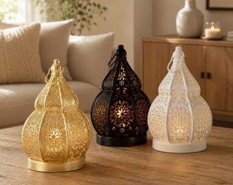 Moroccan Metal Candle Lantern, Decorative Tealight Holder, Boho Table Lantern, Hanging Home Decor, Wedding Centerpiece Gift