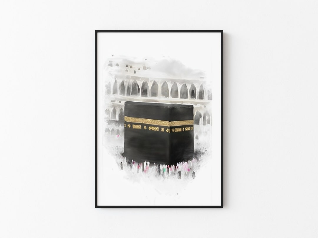 Watercolor Painting of the Kaaba masjid Alharam for Print Etsy Canada