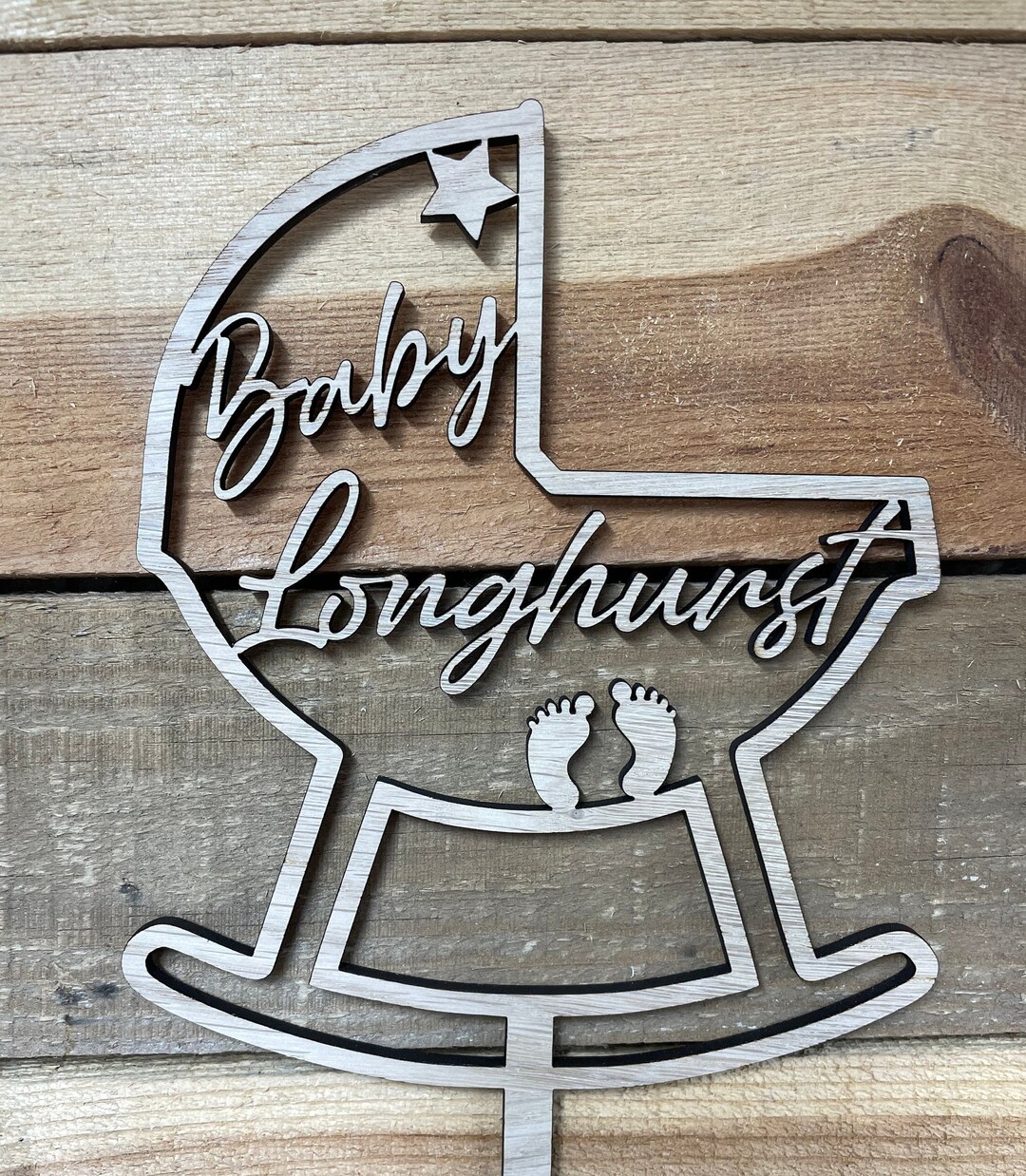 Baby Crib Cake Topper Personalise With Name Etsy