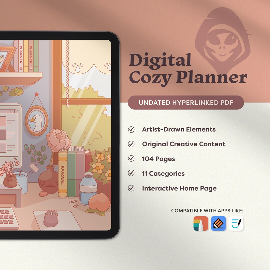 Cozy Digital Planner: Artist-drawn Interactive Homepage, Undated ...